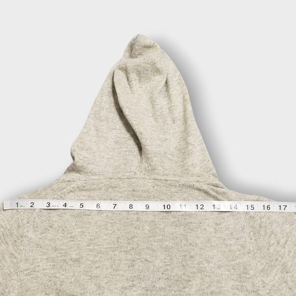 BCBGMAXAZRIA Angora Cashmere Tie Front Longline Hooded Cardigan Oatmeal Sz Med - Picture 12 of 13